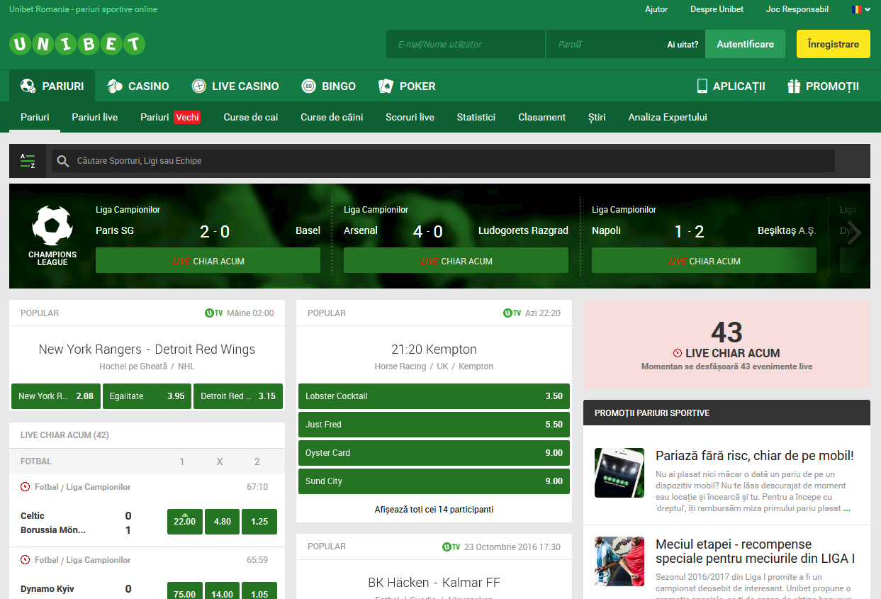 unibet front page